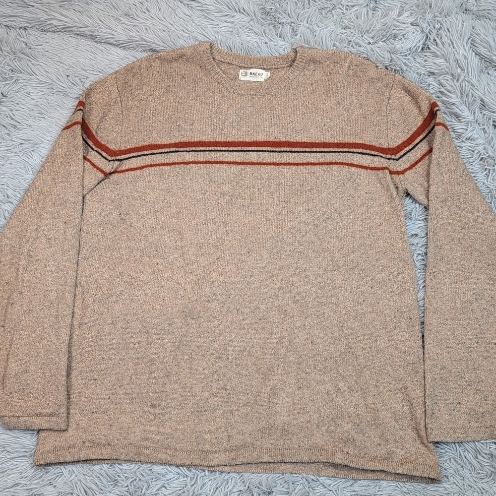 BKE 67 Sweater Mens‎ L Biege Wool Blend Comfort Casual Preppy Australia
